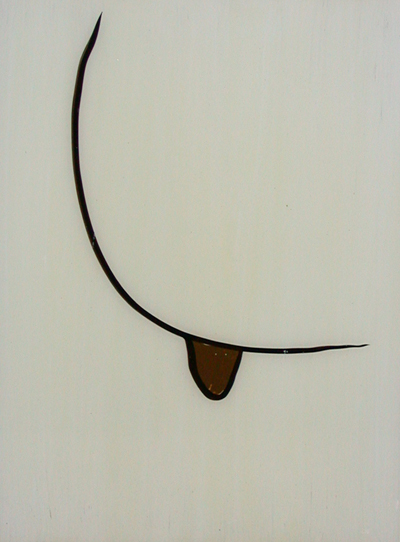 <i>Curves</i>, 2006, collage paper, india ink, latex acrylic on primed glass, 15 3/4 x 11 3/4 inches (40 x 29.8 cm)