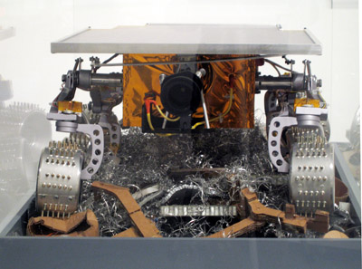 <i>LIMPER</i>, 2007, aluminum, urethane, acrylic, mylar, cardboard, paper, Kapton, electronics, 12 3/4 x 31 x 21 inches (32 x 79 x 53 cm)
