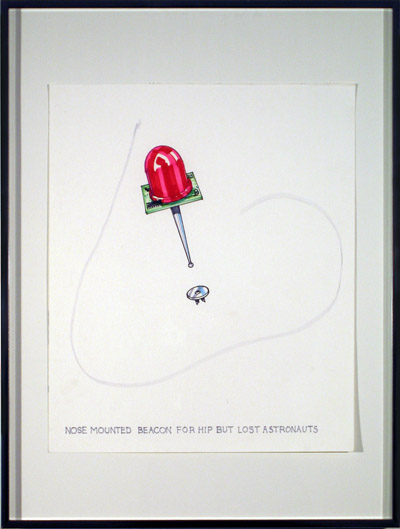 <i>Nose Mounted Beacon For Hip But Lost Astronauts</i>, 2007, marker on paper, 24 3/16 x 18 5/16 inches (61.5 x 46.2 cm)