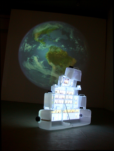Installation view, back to front: <i>Maternaprima</i>, 2006; <i>Plastikcity, 2005
