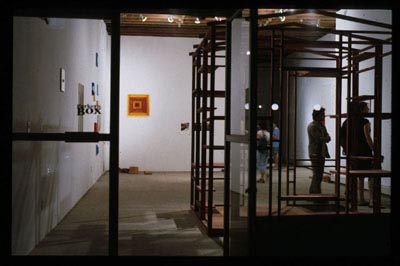 Exhibition view with, in the foreground Willard Boepple, <i>House</i>, 2000, wood