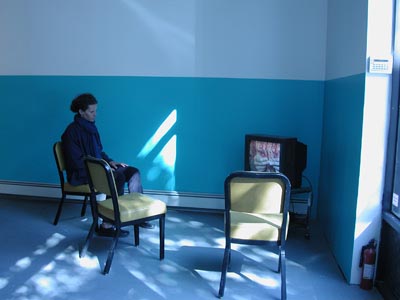 View of video installation <i>Tell, (2)</i>, 1999-2000