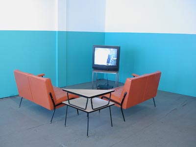 View of video installation <i>Tell, (1)</i>, 1999-2000