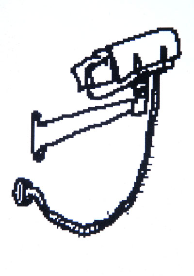 Simon Faithfull palm pilot drawing from the <i>Halflife</i> series, 2001, laser print, 11x8.5 ins (28x21.5 cm)