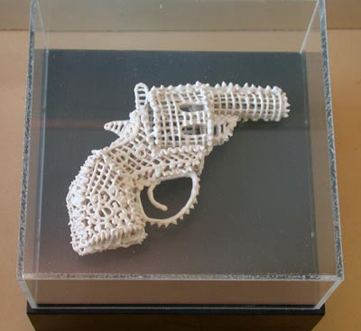 Susan Graham, <i>Small Revolver (Porcelain)</i>, 2001, porcelain, wood, paint, plexi