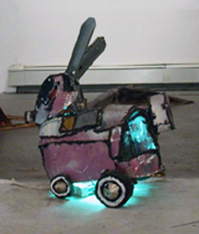 Matt Blackwell, Rabbit, 1997  2003, ceiling tin, metal studs, caulk, rivets, wire and fluorescent light