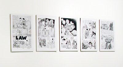 Joe Sacco, <i>Pages from Palestine</i>, five large display panels, paper on foam core