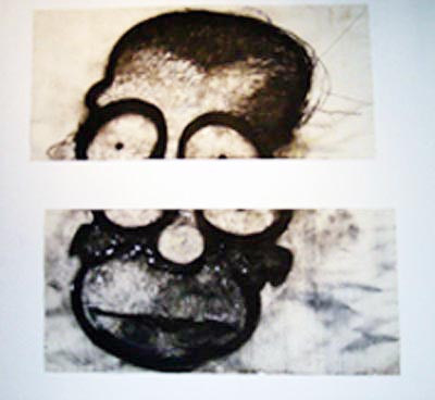 Joyce Pensato, Homer, Divided, 2005, Charcoal and pastel on paper