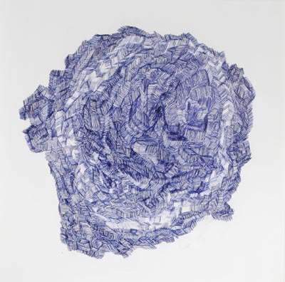 <i>Untitled</i>, 2005, from the series 'The Ends', blue ball-point on paper, 26x26 ins (66x66 cm)