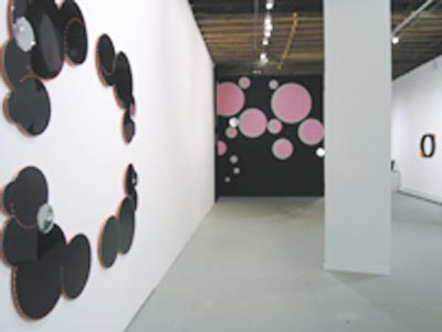 <i>Twins</i>, 2005, paint, resin, surveillance mirrors, fabric