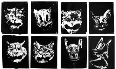 <i>Wanted</i>, 2006, enamel on paper, series of 8 pieces, each: 17 x 14 1/4 inches (43.2 x 36.2 cm)