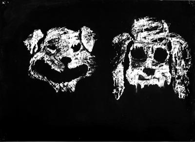 <i>Untitled (Dogs)</i>, 2005, enamel on paper, 30 x 40 inches (76.2 x 101.6 cm)