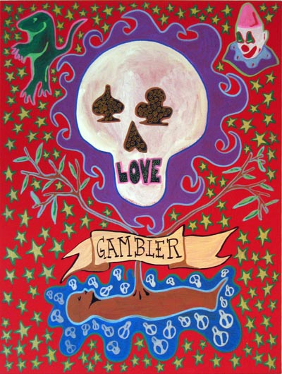 <i>Love Gambler</i>, 2007, marker and acrylic on canvas, 47 x 36 inches (120 x 100 cm)