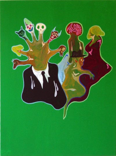 <i>Seven Heads</i>, 2007, marker and acrylic on canvas, 47 x 36 inches (120 x 100 cm)