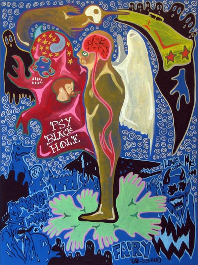 <i>Special Brain</i>, 2007, marker and acrylic on canvas, 47 x 36 inches (120 x 100 cm)