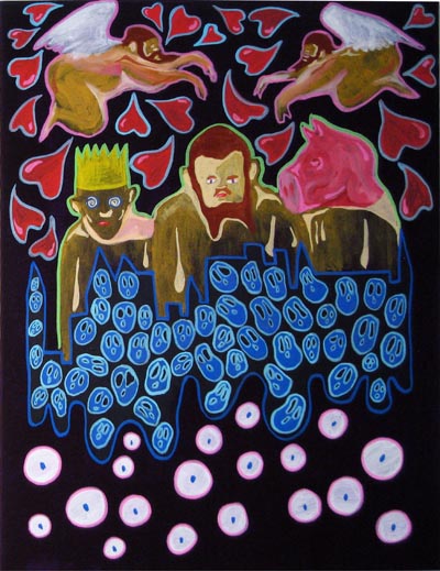 <i>Night And Day</i>, 2007, marker and acrylic on canvas, 47 x 36 inches (120 x 100 cm)