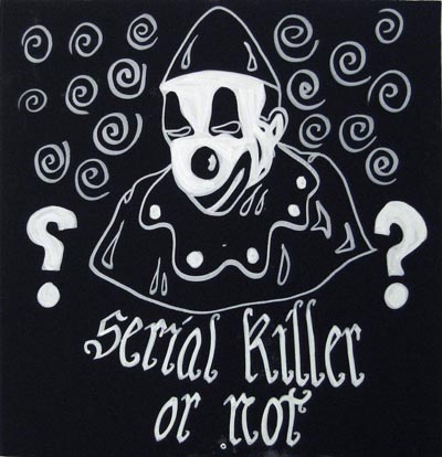 <i>Serial Killer Or Not?</i>, 2007, white marker and acrylic on board, wood, board size: 24 1/8 x 23 13/ 16 inches (61 x 60 1/2 cm), overall: 60 1/4 x 23 13/16 inches (152 1/2 x 60 1/2 cm)
