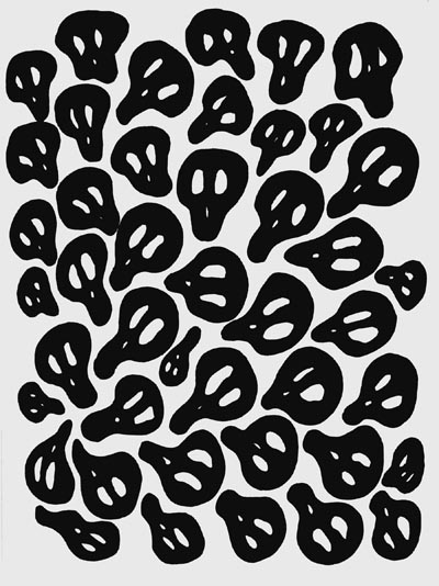 <i>Skulls</i>, 2007, black marker on paper, 15 13/16 x 11 14/16 inches (40 x 30 cm)