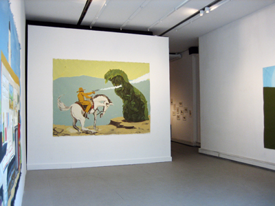 Exhibition View <i>Graphic Fuzz</i>, Parker's Box, 2007, left to right: <i>The School</i>, 2006; <i>The Cowboy Vs Leaf Monster</i>, 2006