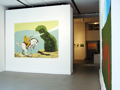 Exhibition View <i>Graphic Fuzz</i>, Parker's Box, 2007, left to right: <i>The Cowboy Vs Leaf Monster</i>, 2006, <i>The Team</i>, 2006