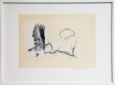 <i>Hungry Bird</i>, 2006, collage, mixed media, 8 1/4 x 12 inches (20.9 x 30.5 cm)