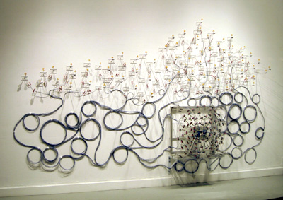David McQueen, <i>Quaking Aspen/Nervous Empire</i>, 2007, foam, wire, paint, vibrating motors, magnets and various electrical components, 10 x 6 x 2 feet (304.8 x 182.9 x 61 cm)