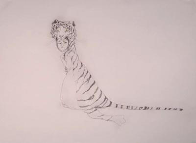 Fay Ku, <i>Brave Tiger</i>, 2006, graphite and watercolor, 38 5/16 x 50 inches (97.3 x 127 cm)