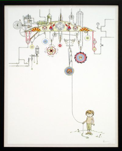 Jeremy Bronson, <i>Arcade</i>, 2006, ink and watercolor on digital print, 23 x 17 inches (58.4 x 70.9 cm)