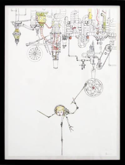 Jeremy Bronson, <i>Nod</i>, 2007, ink and watercolor on digital print, 23 x 17 inches (58.4 x 70.9 cm)