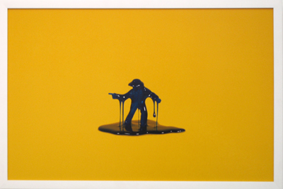 Pamela Hadfield, <i>A Man With A Gun</i>, 2006, toy figurines coated in candy, 12 x 16 inches (30.5 x 40.6 cm), framed