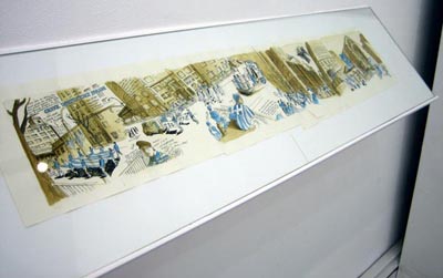 Paul Hoppe, <i>Greek Parade</i>, 2004, photomechanical reproduction and watercolor on paper, 7 x 35 14/16 inches (17.8 x 91.1 cm)