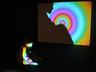 <i>The Tunnel</i>, 2008, interactive video installation with architectural structure and touch screen technology, variable dimensions