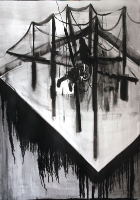 Vincent Bizien, <i>Le ring</i>, 2009, China ink on paper, 55 1/4 x 39 1/2 inches (140 x 100 cm)
