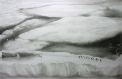 Justin Storms, <i>Tug 'O' War</i>, 2008, graphite on paper, 26 x 48 inches (66 x 122 cm)